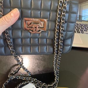 Chanel Black Lamb Mini Square Flap Bag Crossbody